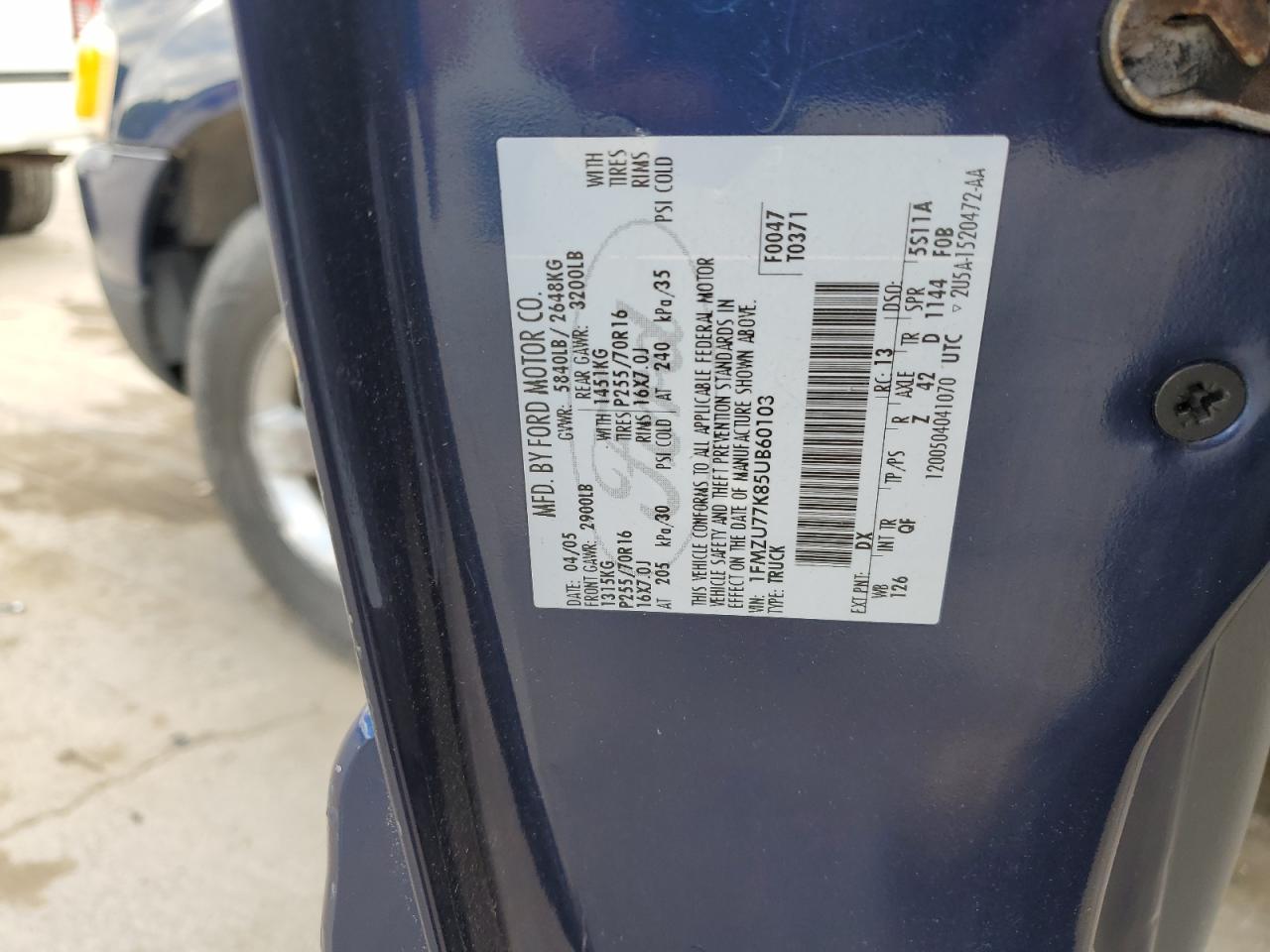 1FMZU77K85UB60103 2005 Ford Explorer Sport Trac