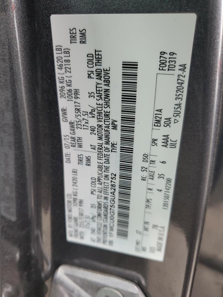 1FMCU0G75GUA28752 FORD ESCAPE 2016