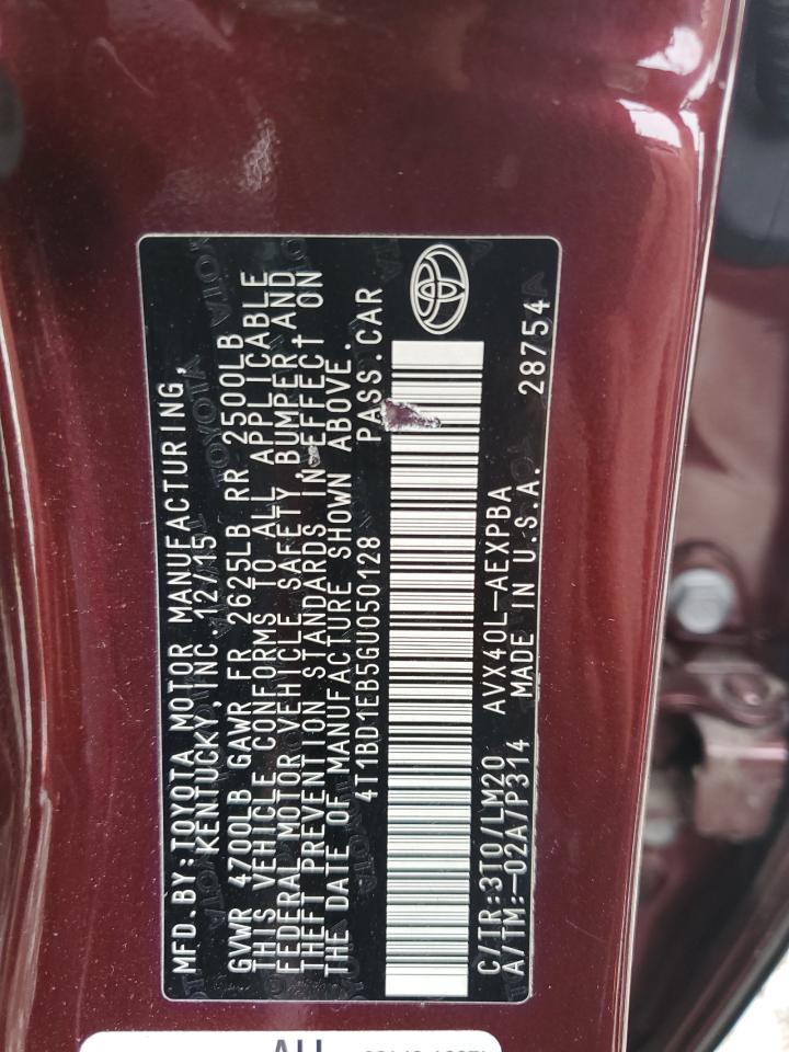 4T1BD1EB5GU050129 2016 Toyota Avalon Hybrid