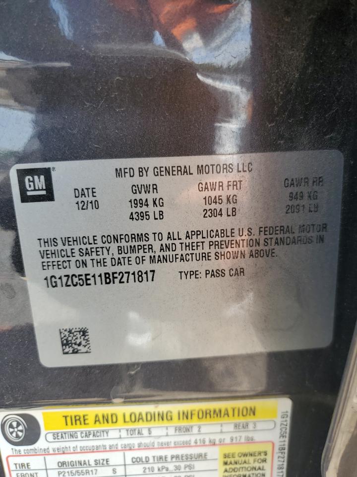 1G1ZC5E11BF271817 2011 Chevrolet Malibu 1Lt