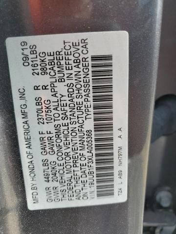 2020 Acura Tlx VIN: 19UUB1F3XLA005368 Lot: 57911784