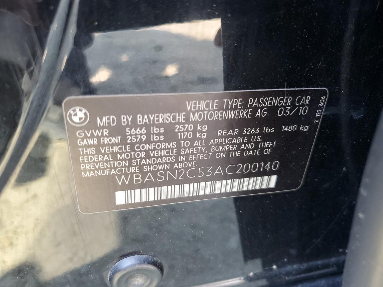 WBASN2C53AC200140 2010 BMW 535 Gt