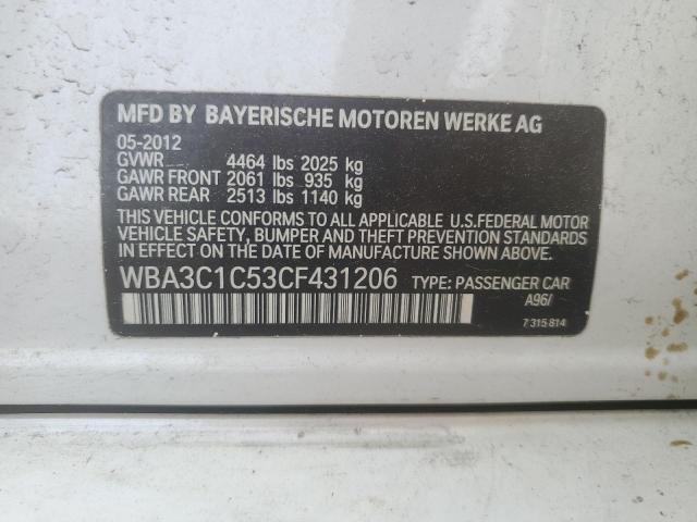 2012 BMW 328 I Sulev VIN: WBA3C1C53CF431206 Lot: 57771824