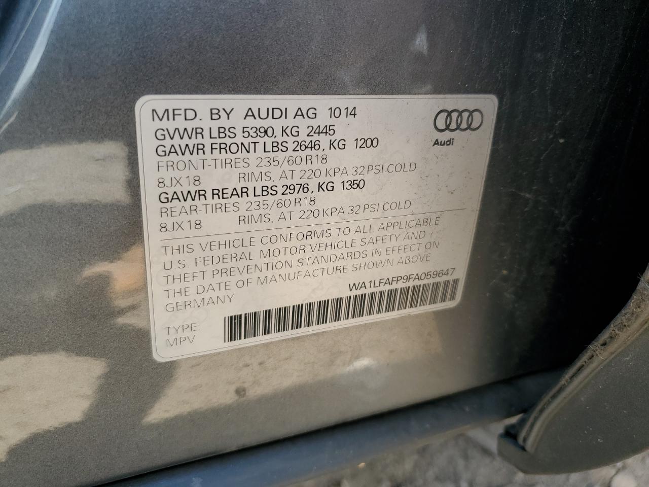 WA1LFAFP9FA059647 2015 Audi Q5 Premium Plus