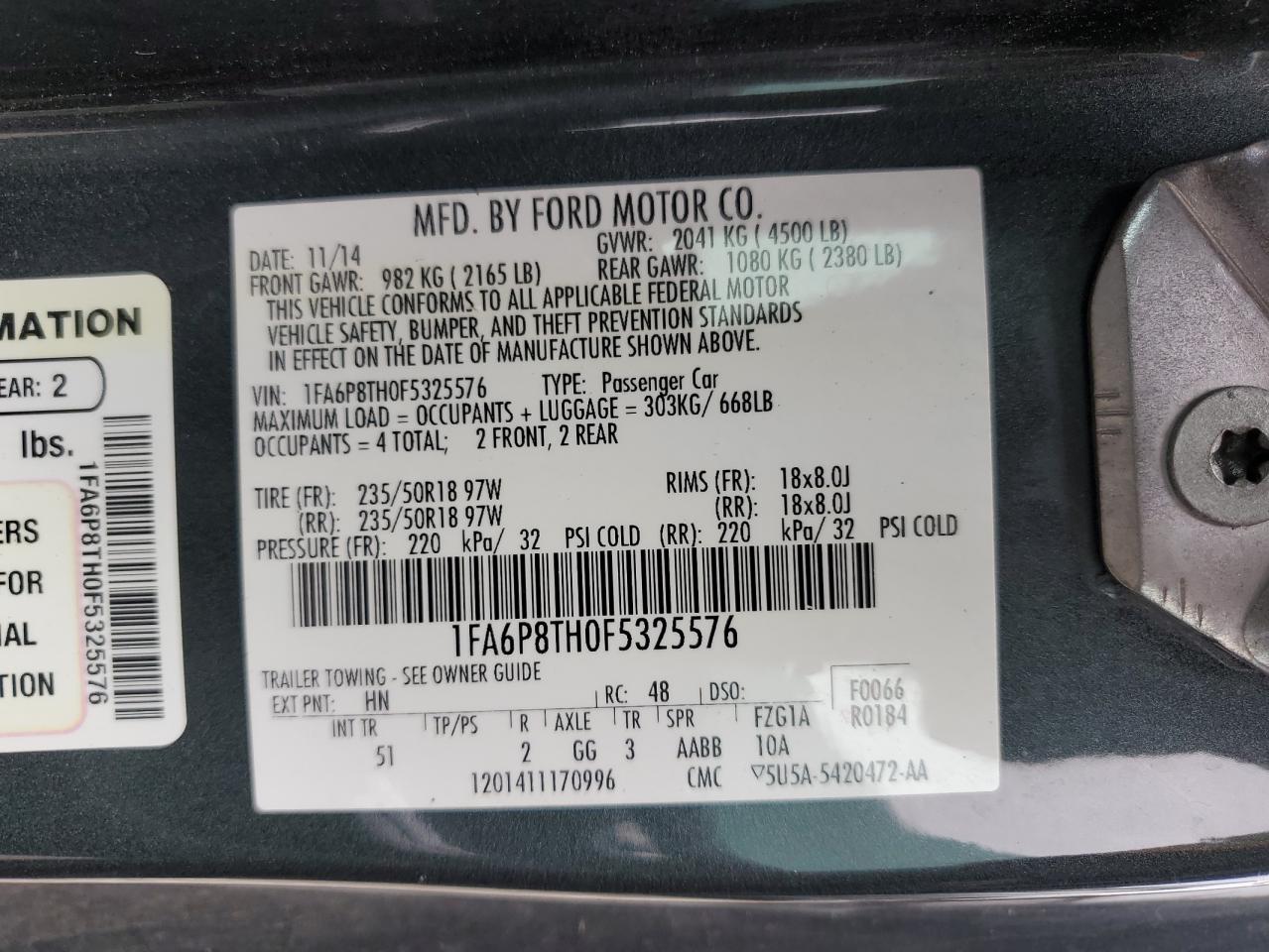 1FA6P8TH0F5325576 2015 Ford Mustang