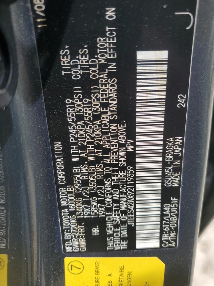 JTEES42AX92119359 2009 Toyota Highlander Limited