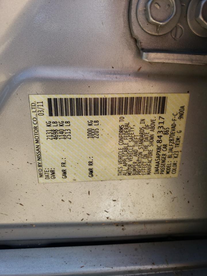 1N4AA5APXBC843317 2011 Nissan Maxima S