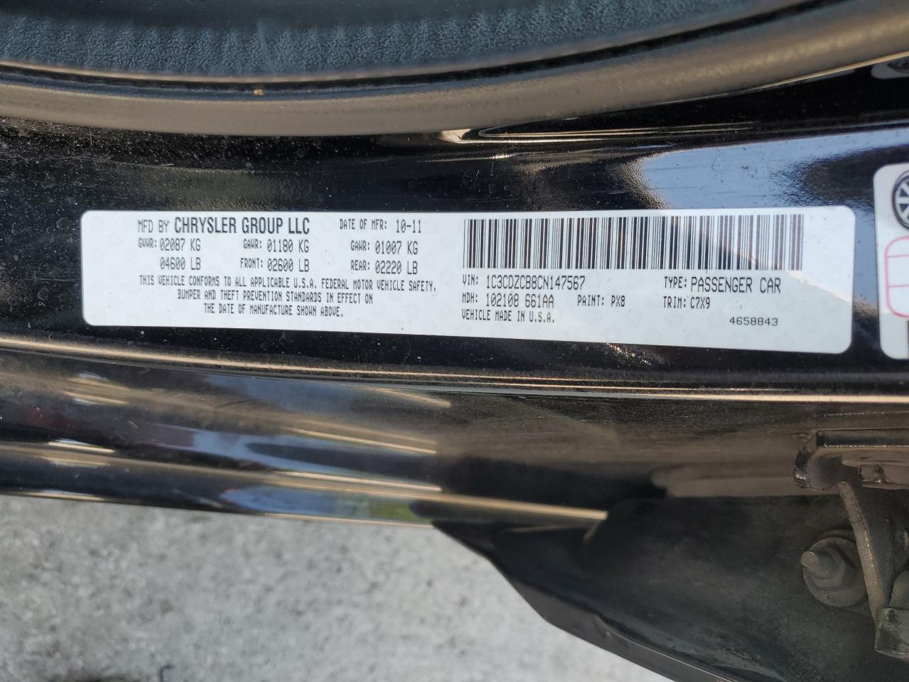 1C3CDZCB8CN147567 2012 Dodge Avenger Sxt