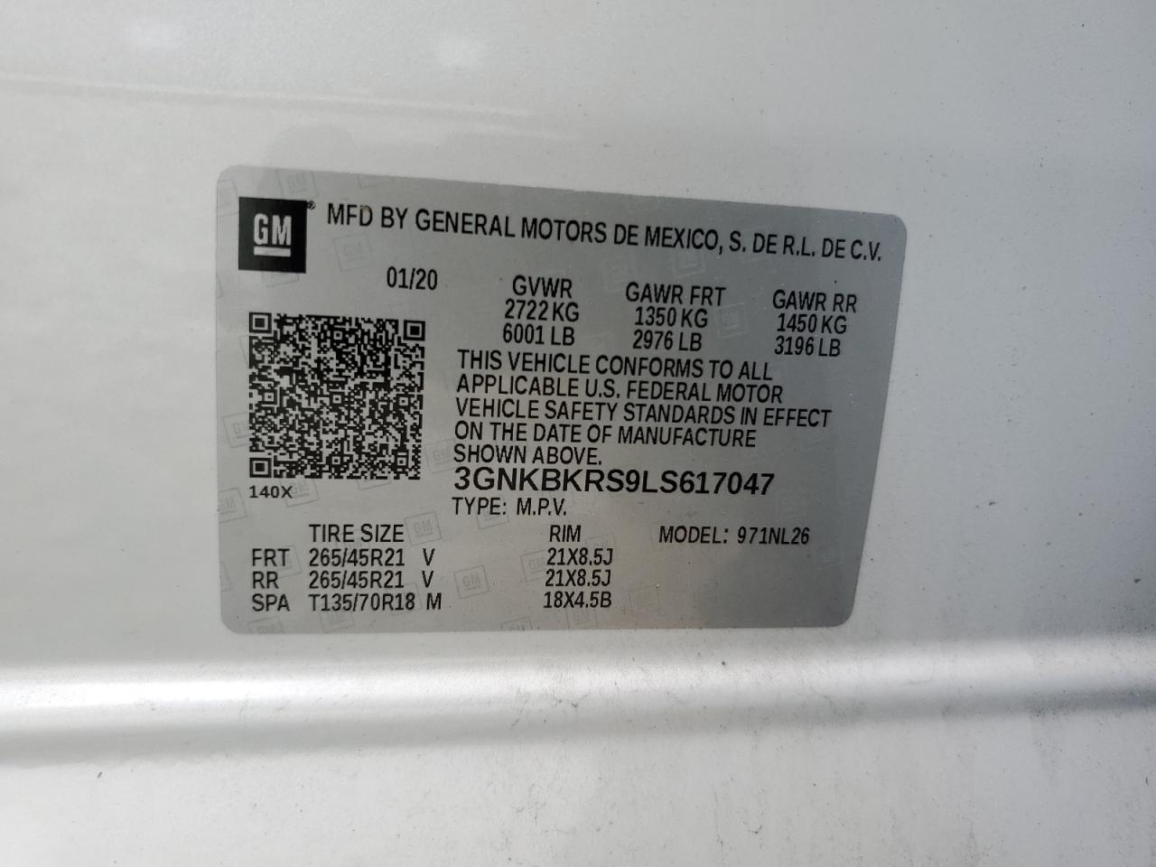 3GNKBKRS9LS617047 2020 Chevrolet Blazer Rs