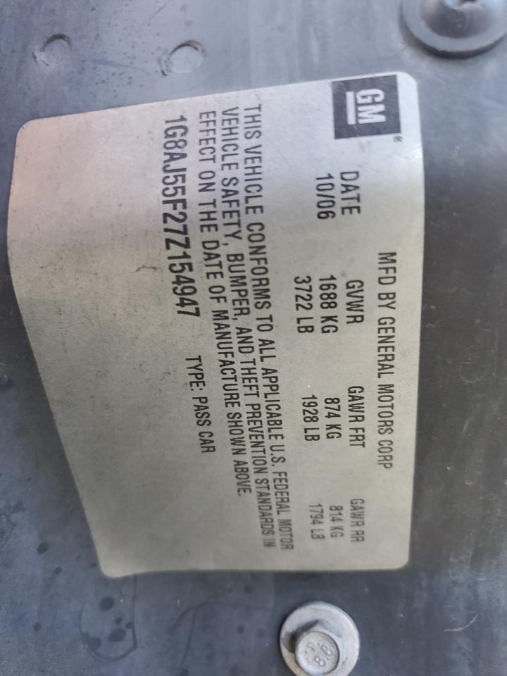 1G8AJ55F27Z154947 2007 Saturn Ion Level 2