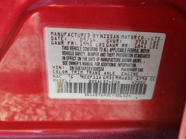 2014 Nissan Sentra S VIN: 3N1AB7AP2EY306524 Lot: 57383994