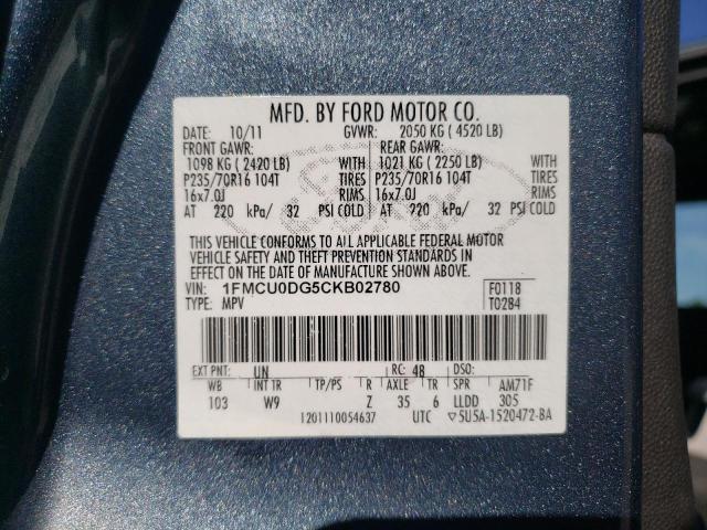 1FMCU0DG5CKB02780 2012 Ford Escape Xlt