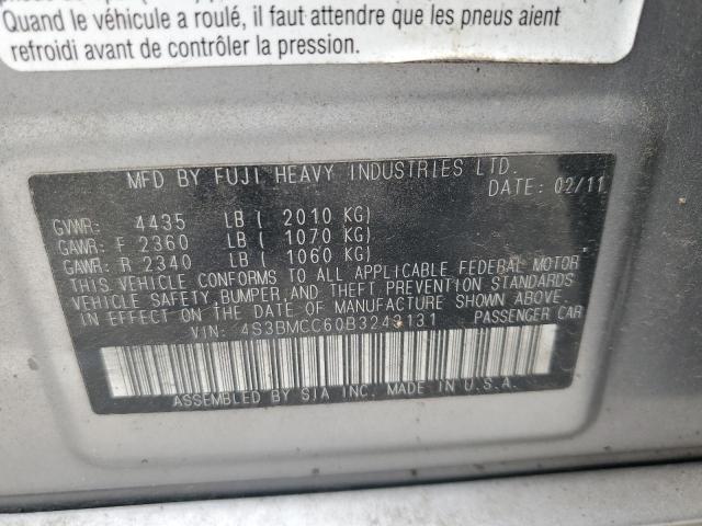 2011 Subaru Legacy 2.5I Premium VIN: 4S3BMCC60B3243131 Lot: 59660244