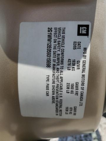 2005 Chevrolet Monte Carlo Ls VIN: 2G1WW12E059315698 Lot: 60919064