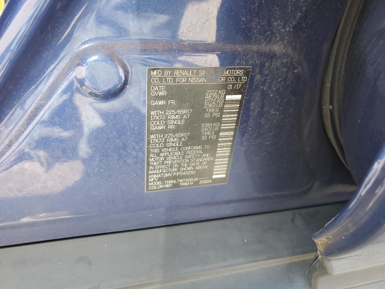 KNMAT2MV7HP543250 NISSAN ROGUE 2017