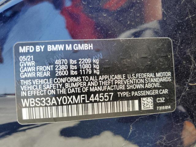 2021 BMW M3 Competition VIN: WBS33AY0XMFL44557 Lot: 57477034