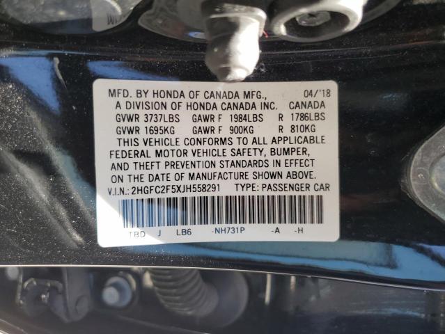 2018 Honda Civic Lx VIN: 2HGFC2F5XJH558291 Lot: 58346044