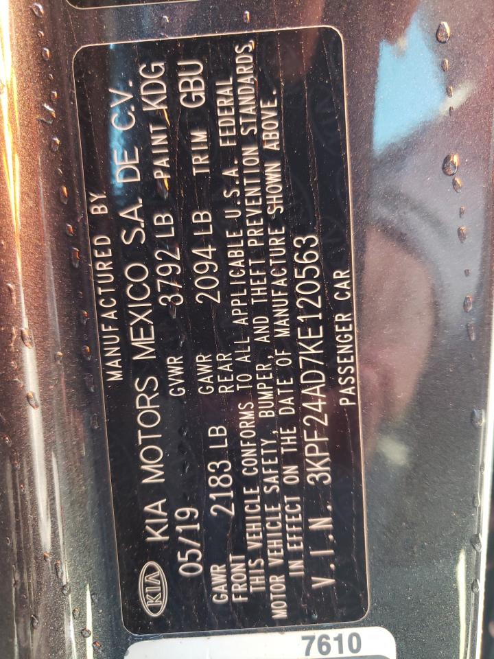 3KPF24AD7KE120563 2019 Kia Forte Fe