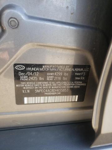 2013 Hyundai Sonata Se VIN: 5NPEC4AC8DH655853 Lot: 59705574