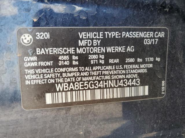 VIN WBA8E5G34HNU43443 2017 BMW 3 Series, 320 XI no.12