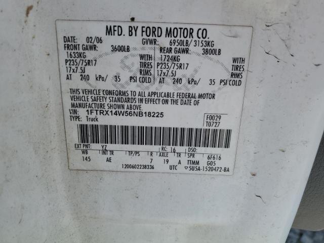 1FTRX14W56NB18225 2006 Ford F150