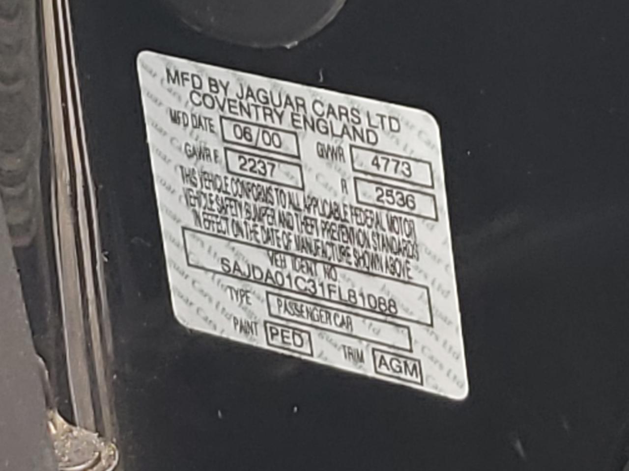 SAJDA01C31FL81088 2001 Jaguar S-Type
