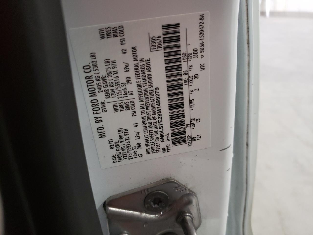 NM0LS7E28M1499279 FORD TRANSIT 2021