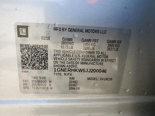 2018 Chevrolet Traverse Lt VIN: 1GNERHKW5JJ200046 Lot: 58619554