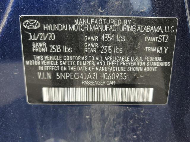 2020 Hyundai Sonata Se VIN: 5NPEG4JA2LH060935 Lot: 57840694