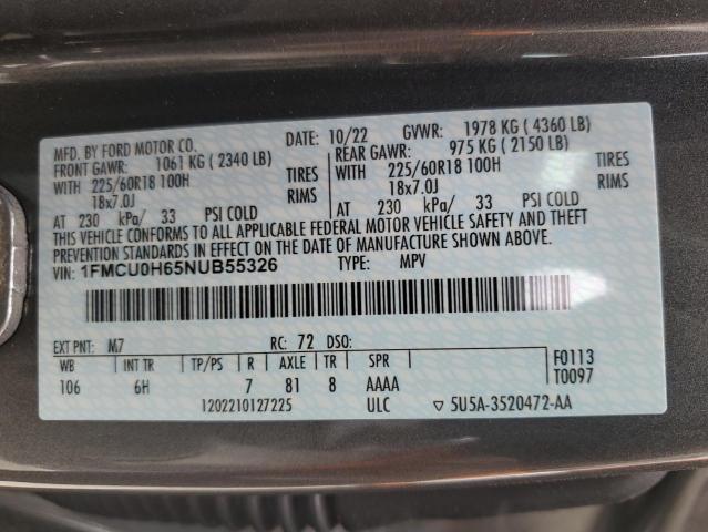 1FMCU0H65NUB55326 2022 Ford Escape Sel