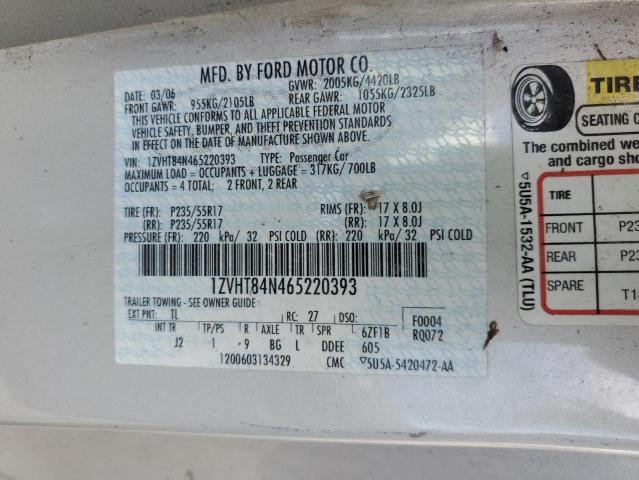 2006 Ford Mustang VIN: 1ZVHT84N465220393 Lot: 59487264