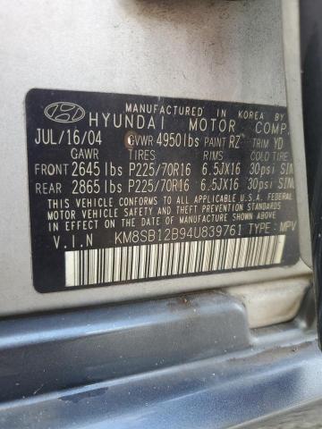 2004 Hyundai Santa Fe Gl VIN: KM8SB12B94U839761 Lot: 60382574