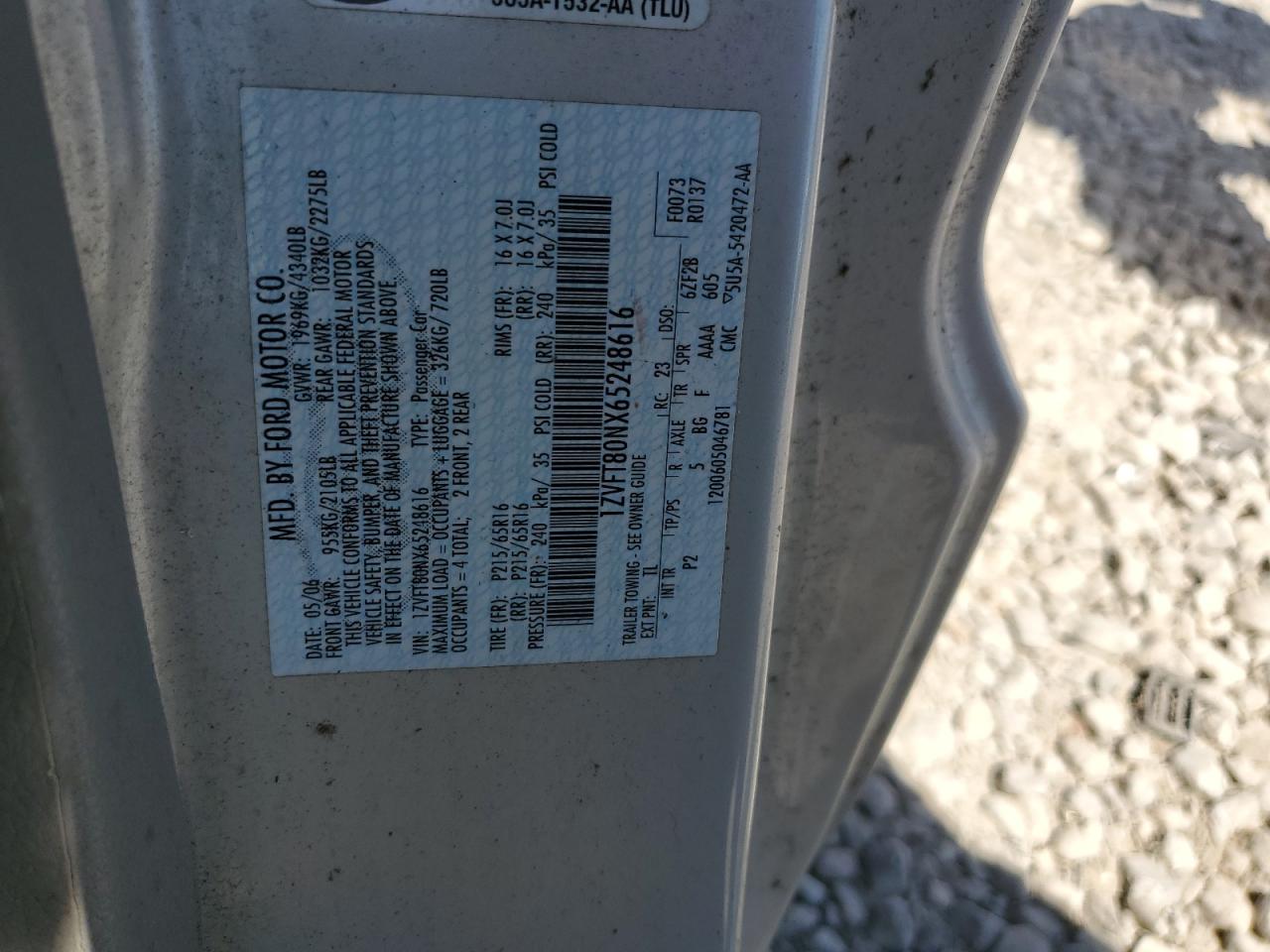 1ZVFT80NX65248616 2006 Ford Mustang