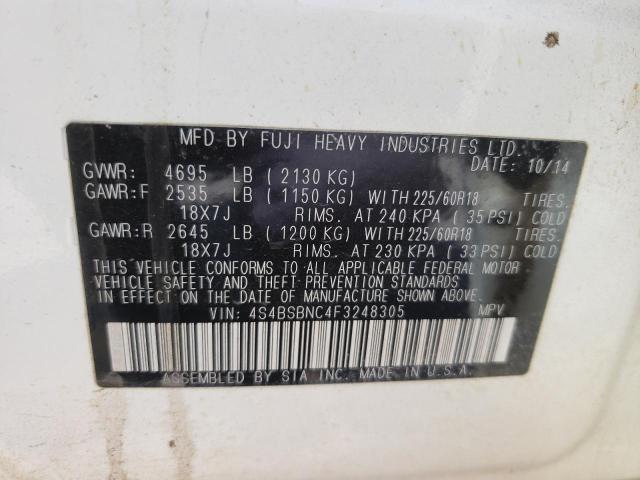 2015 Subaru Outback 2.5I Limited VIN: 4S4BSBNC4F3248305 Lot: 57438314