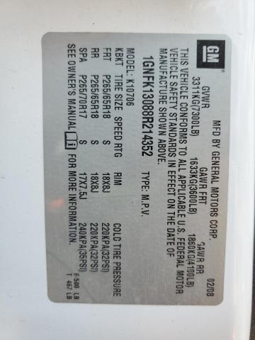 2008 Chevrolet Tahoe K1500 VIN: 1GNFK13088R214352 Lot: 60059214