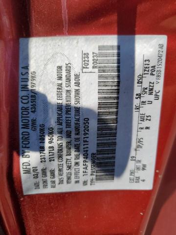 2001 Ford Mustang VIN: 1FAFP40411F192050 Lot: 59168374