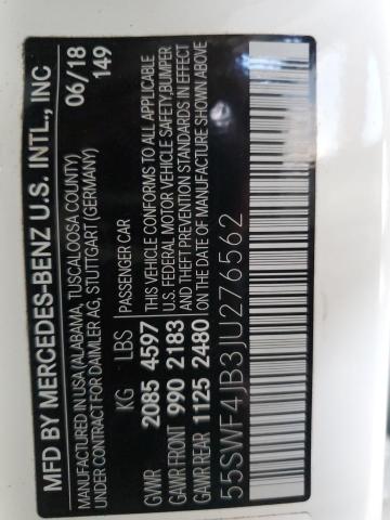 2018 Mercedes-Benz C 300 VIN: 55SWF4JB3JU276562 Lot: 60227254