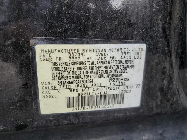 2010 Nissan Sentra 2.0 VIN: 3N1AB6AP0AL601624 Lot: 59358714