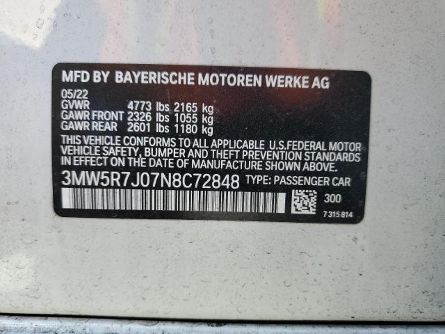 2022 BMW 330Xi VIN: 3MW5R7J07N8C72848 Lot: 60267694