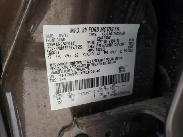 2016 FORD F250 SUPER - 1FT7W2BT1GED09649