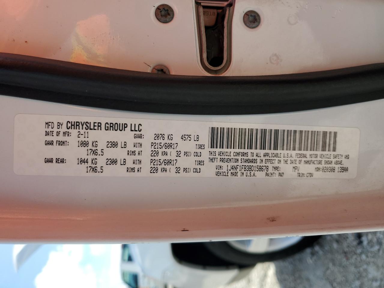 1J4NF1FB3BD158678 2011 Jeep Compass Sport