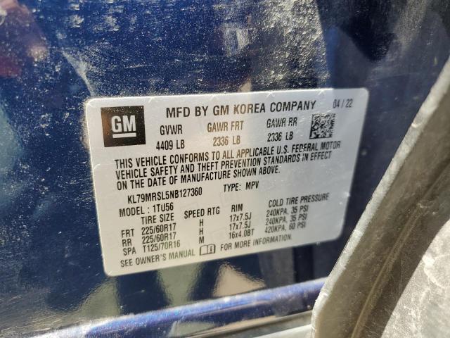 2022 Chevrolet Trailblazer Lt VIN: KL79MRSL5NB127360 Lot: 58699654