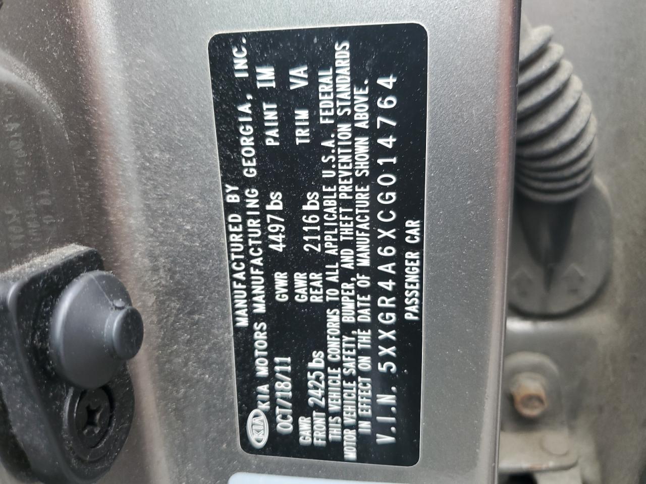 5XXGR4A6XCG014764 2012 Kia Optima Sx