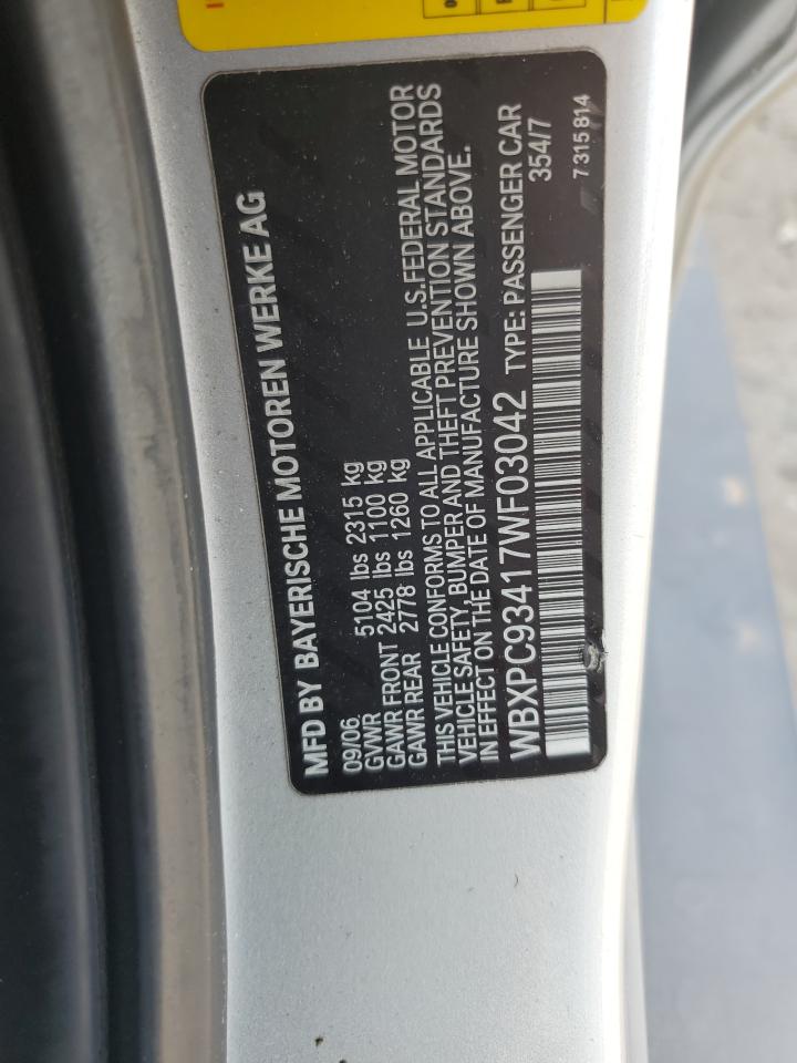 WBXPC93417WF03042 2007 BMW X3 3.0Si