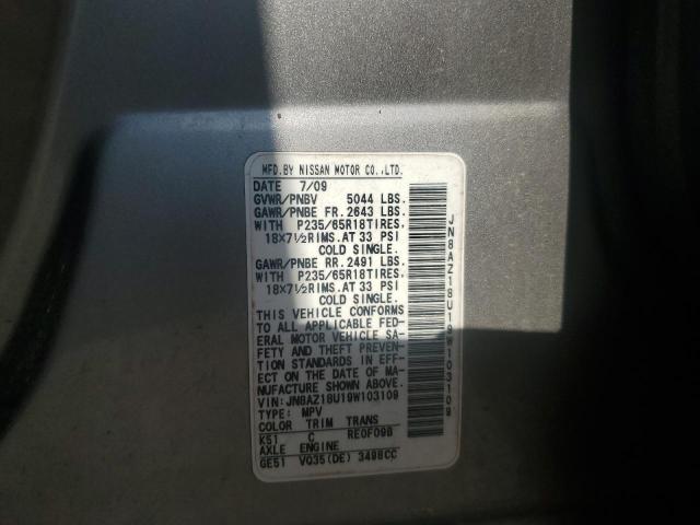 2009 Nissan Murano S VIN: JN8AZ18U19W103109 Lot: 58119104