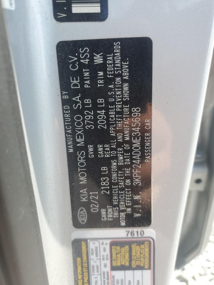 3KPF24AD0ME345698 2021 Kia Forte Fe