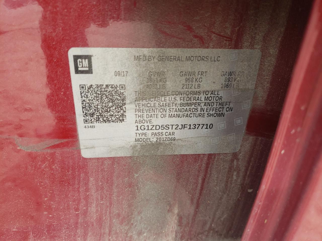 1G1ZD5ST2JF137710 CHEVROLET MALIBU 2018