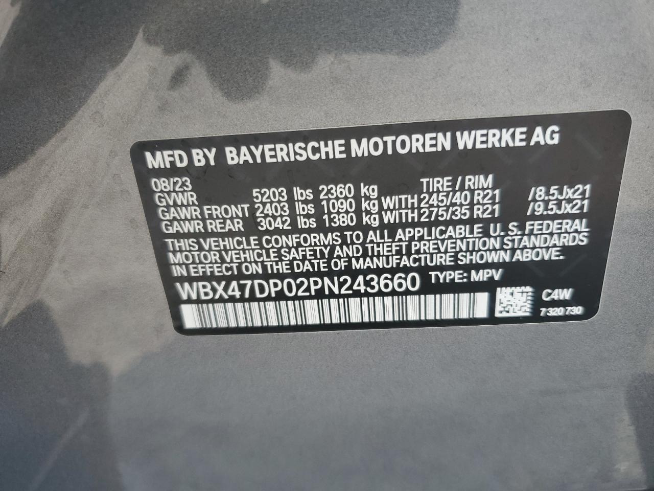 WBX47DP02PN243660 2023 BMW X3 Sdrive30I