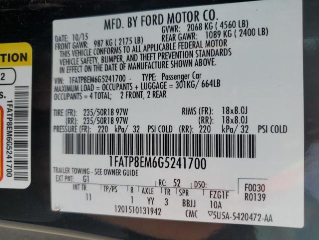 2016 Ford Mustang VIN: 1FATP8EM6G5241700 Lot: 58255094