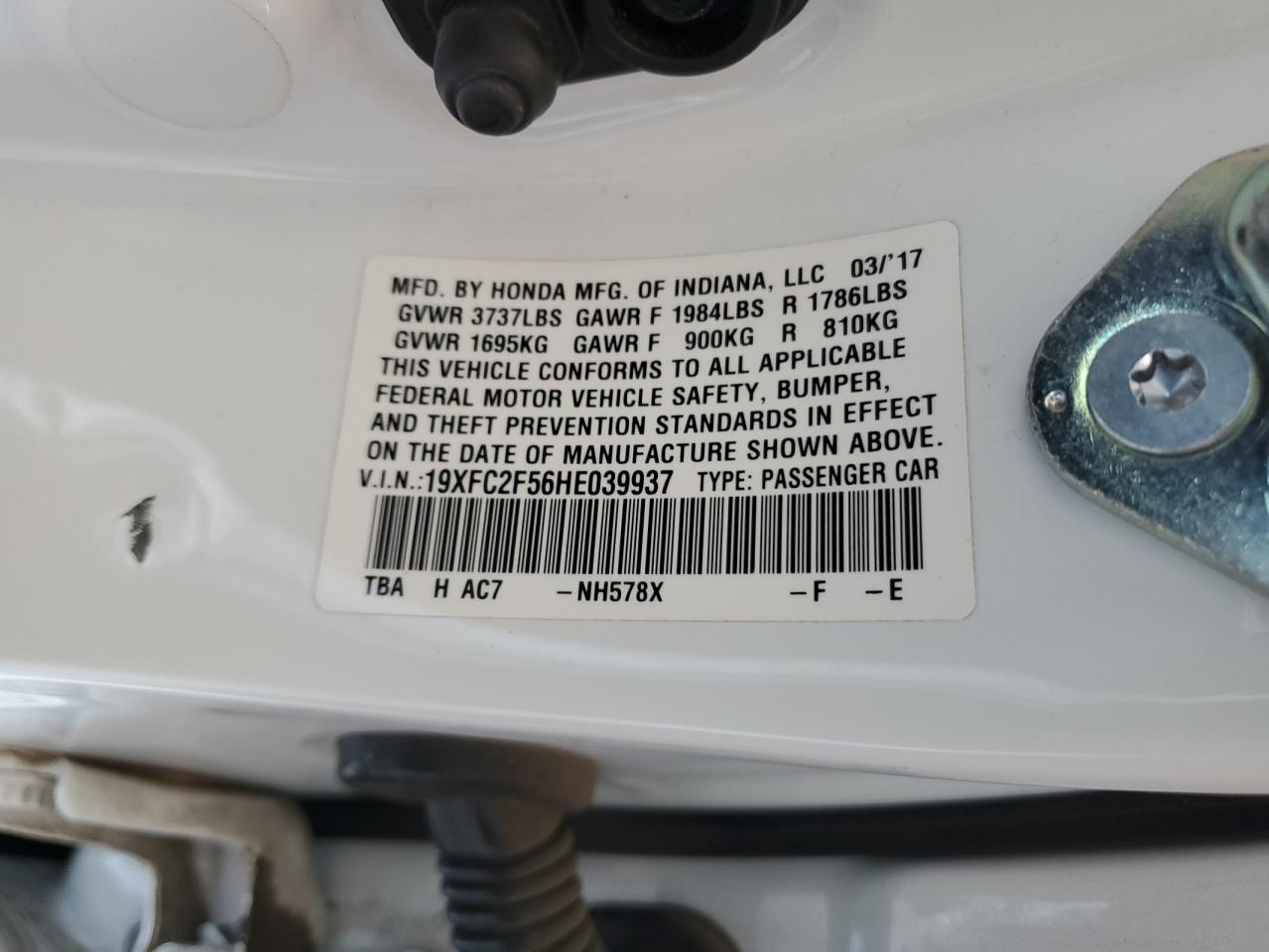 19XFC2F56HE039937 2017 Honda Civic Lx 19XFC2F56HE039937 2017 Honda Civic Lx